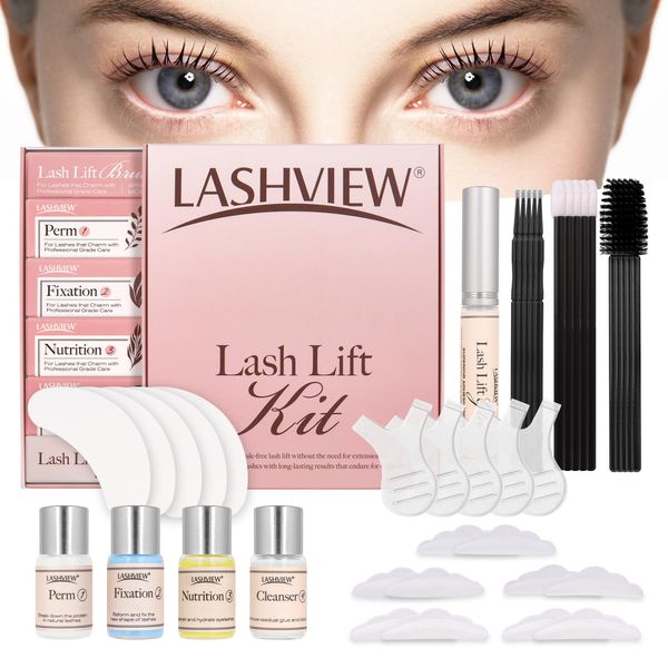 LASHVIEW Lash Lift Kit, Eyelash Perm Kit, Professional Eyelash Curling Lash Extension Set,Lash Curling, Semi-Permanent Curling Perming Wave Suitable For Salon