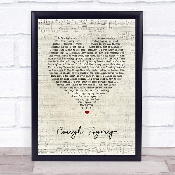 Fingerprint Designs Cough Syrup Script Heart Song Lyric Print