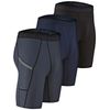 DEVOPS Men's Compression Shorts Underwear with Pocket (3 Pack) (2X-Large, Black/Charcoal/Navy)