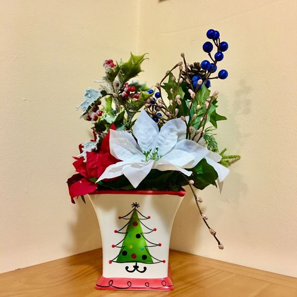 Christmas Floral Arrangement/Xmast Floral Centerpiece Arrangement/OOAK Home Deco