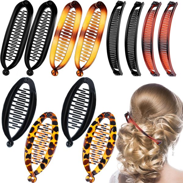 12 Pieces Banana Hair Clips Hair Comb Clips Classic Banana Clips, Ponytail Fishtail Fish Hair Holder for Women Girls Clamp Accessory