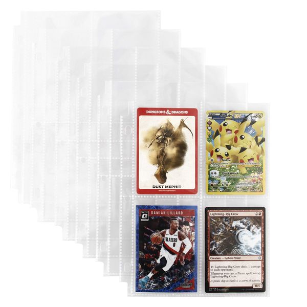 Forged Dice Co. 4 Pocket Pages Pack of 30 - 2 5/8" x 3 3/4" Pocket - 6" x 8" Page Size - Fits Mini Binder 3 Ring Binders and Monster Card Binder - Fits Monster Spellbook Pokemon Baseball Magic Cards