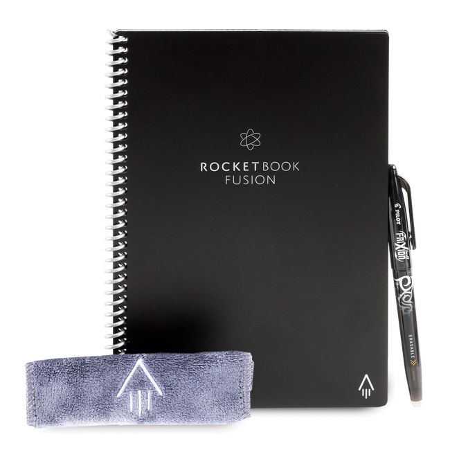 Rocketbook Fusion Fusion Sustainable Smart Notebook (Semi-Permanent Use) Sustainable Notebook Storing Notes and Meeting Minutes in the Cloud (Electronic Notebook, Electronic Notebook, Notepad, Campus Notebook, Learning Notebook, Sketchbook) (Notebook Size