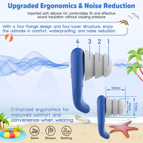 Waterproof Swimming Ear Plugs for Kids - 3 Pairs of Reusable Soft Silicone Swim Earplugs,Ear Protection for Children (4-12 Years Old) - Ideal for Surfing, Diving, Pool, Showering, and Water Sports