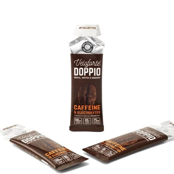 Veloforte Doppio Energy Gel - Fast Releasing Energy, 100% Natural & Delicious Energy Gels, 22g of Natural Energy, 75mg Caffeine, Doppio Flavour (Maple, Coffee & Guarana) (15 Pack)