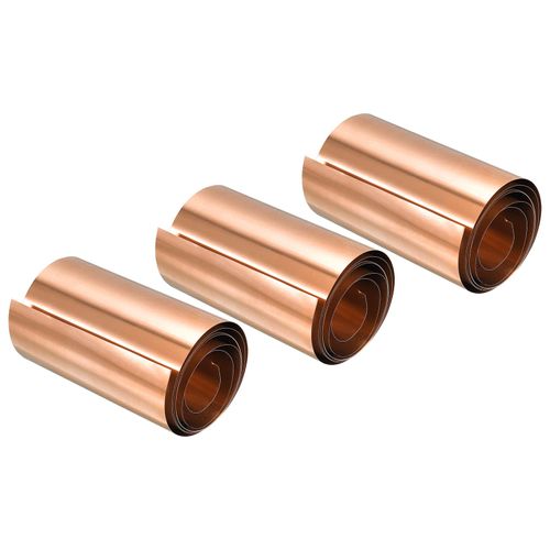 uxcell Copper Thin Foil Roll Sheet, 3Pcs 0.01x100x1000mm Pure Copper Foil Sheet Roll Copper Strip for Crafts, Electrical Repairs, Grounding