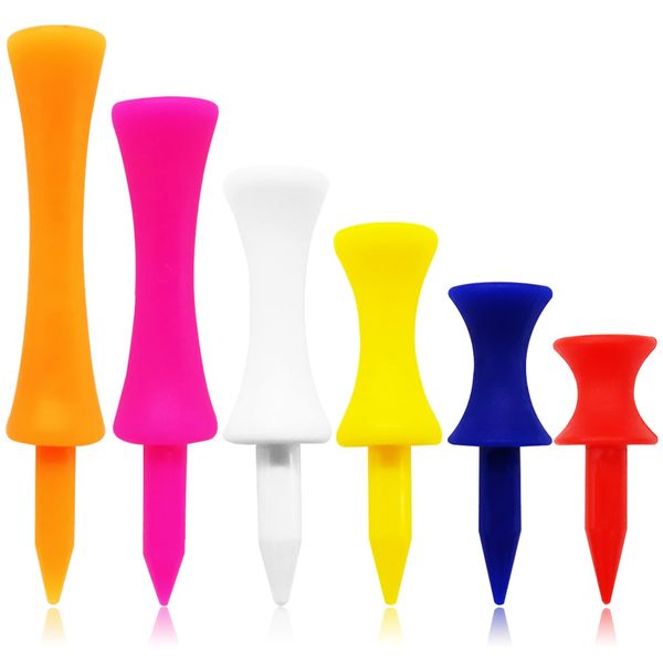 Golf Tees Kunststoff Golftees Tee Set für Driver Wert 60 100 Stück Wiederverwendbar Plastik Kurz Lang Blau Rot Rosa Orange Weiß Multi Farbe 32 39 51 58 70 mm für Golfer (Multi Farbe, 100 Stück)