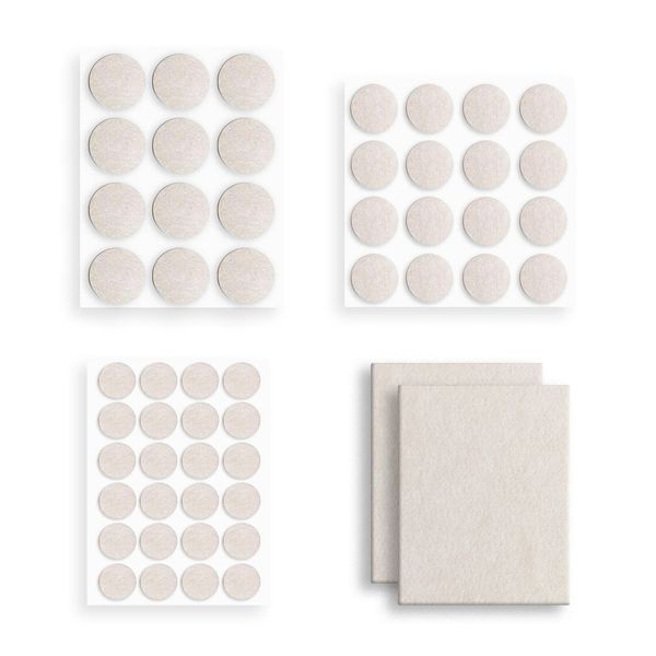 Furniture Protection Felt Pads 54 Pieces 5mm Anti-Scratch Pads Anti-Slip Seals Felt Sheets Furniture Floor Scratch Resistant 52pcs Round + 2 Square Chair Legs Furniture Feet Anti-Scratch Anti-Crash