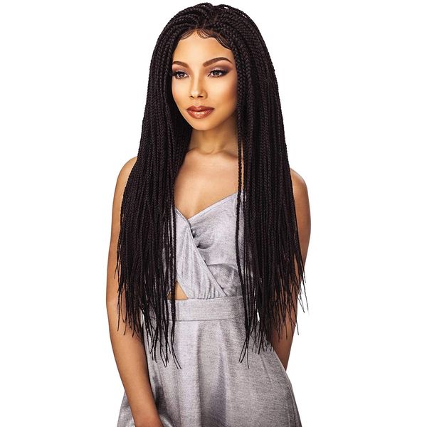 Sensationnel Synthetic Fiber Hair Lace Front Cloud 9 Swiss Lace 4X4 Multi Parting Braid Lace Wig - BOX BRAID SMALL (613 [Platinum Blonde])