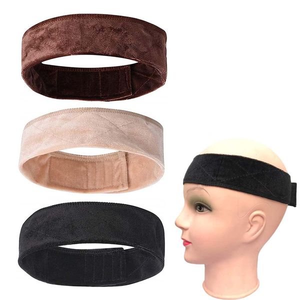 BCBF 3 Stücke Samt Perücke Stirnband Spitzen-Perückengriff Verstellbare Perückenband rutschfestes Komfort-Perückenband Wig Grip Headband