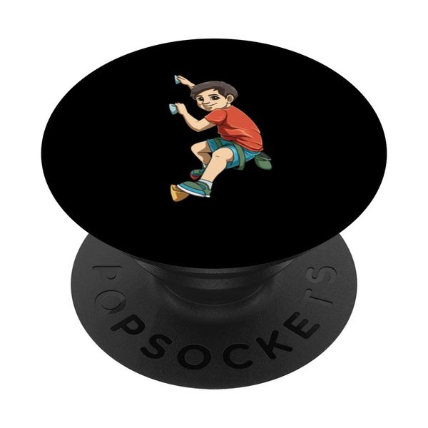 Cute Climbing Boy - Bouldering and Rock Climbing PopSockets Swappable PopGrip