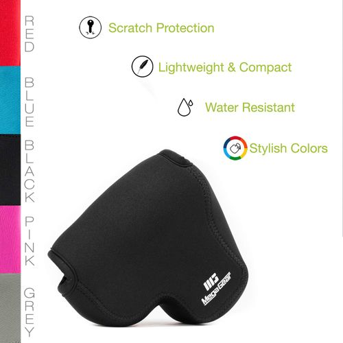 MegaGear MG048 Ultra Light Neoprene Camera Case Bag with Carabiner for Nikon Camera P600, Nikon COOLPIX P610, Black