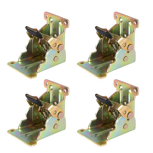 SIMAIYUN 4 Pack Folding Bracket, Gold Self Locking Hinges Heavy Duty Lock Extension Support, Foldable Braces for Table Workbench Bed Legs