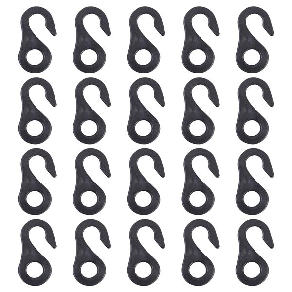 BRILLIANCE4U 20pc S-Shape Plastic Tent Hooks, Black