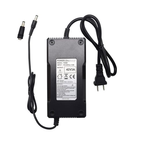 Eseegoo 42V 3A Black Power Charger Adapter for 36V Lithium Battery 10 Series 10S, Li-ion Battery Charger DC 5.5 * 2.1mm with a 5.5 * 2.5mm Tip