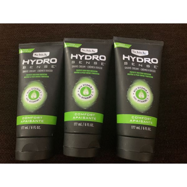 3x Schick HYDRO Sense Shave CREAM 6oz with Vitamin E COMFORT protecting