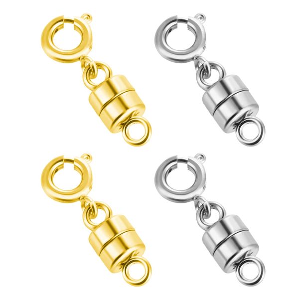 4 Pack Magnetic Necklace Clasps and Closures Magnetic Jewelry Clasps Connector Locking Magnetic Jewelry Clasp for Jewelry Bracelet Necklace Making (2CM Gold&Silver)