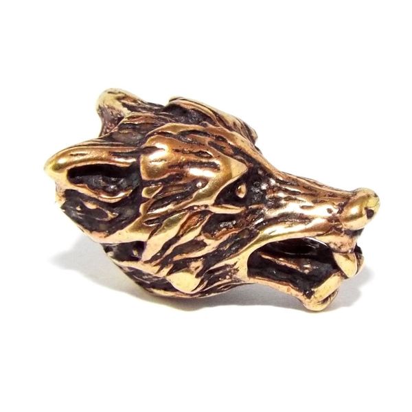 Bronze Viking Wolf Beard Bead (6mm) - celtic dreadlock hair