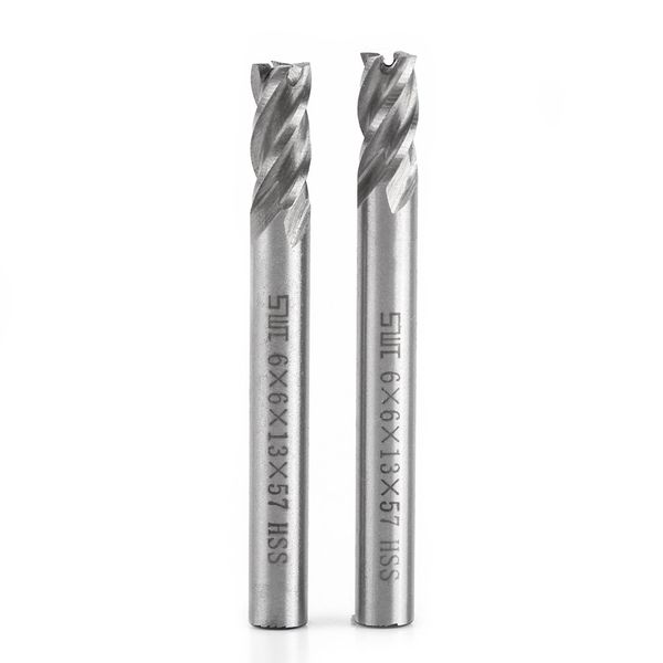 2pcs 4 Flutes End Mill HSS 6mm Metal Milling Cutter Engraving Milling Machine Bit Router Bits Engraving Milling Machine Bit CNC Tool Cutters For Metal Tool