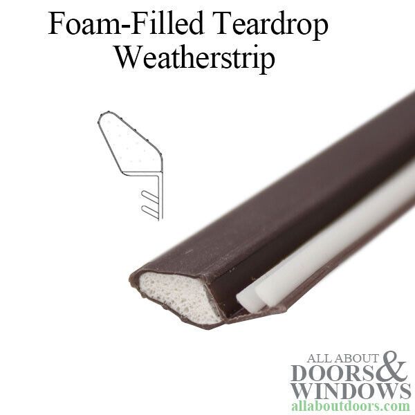 Window Weatherstrip  Foam Filled Teardrop Weatherstrip Bronze Sold by the foot