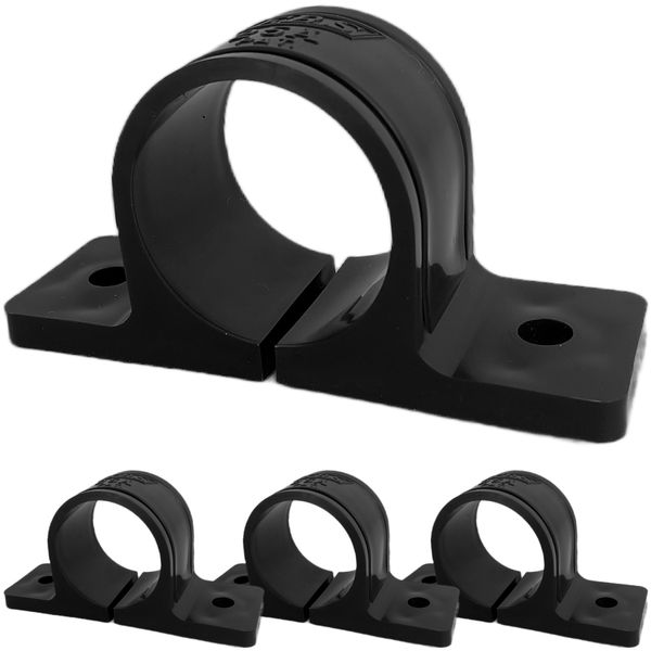 Kouei Kasei KFBS01-2405 Resin Saddle Band, 1.1 inches (28.6 mm), Erector Pipe Fixing Bracket, Joints, Walls, Fasteners, Black, 4 Pieces