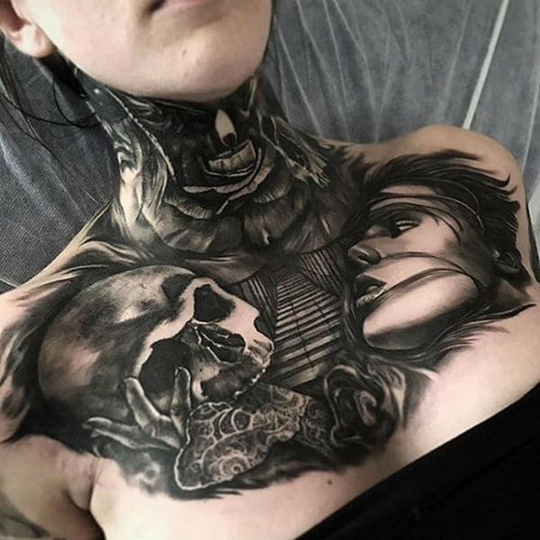 Gothic Temporary Tattoos Chest Tattoo Realistic Neck Long Lasting Temp Fake Tattoo (Temporary Tattoos Sticker 26)