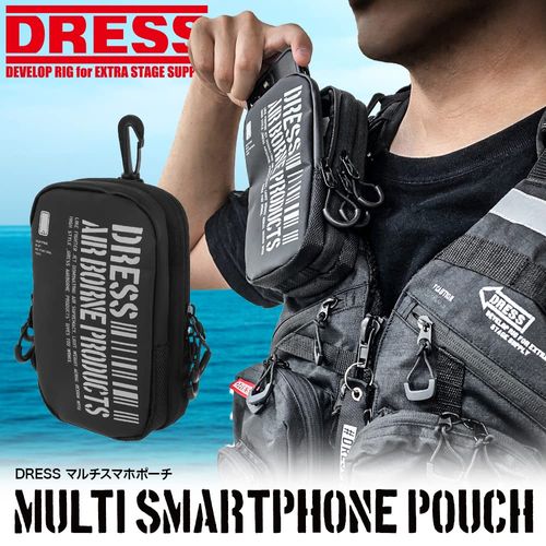 DRESS AIRBONE Multi-Smartphone Pouch, For Fishing, Fishing Equipment, Portable Storage, Compact, Smartphone Pouch, Waterproof, Water Repellent, Langan, Wading Stealth Black