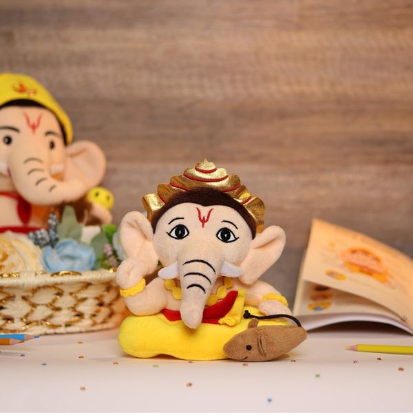 Panda's Box Mantra Chanting Baby Ganesha (Small - 20 CM) | Musical Soft Plush Toy | Best Gift for Infants, Toddlers & Babies