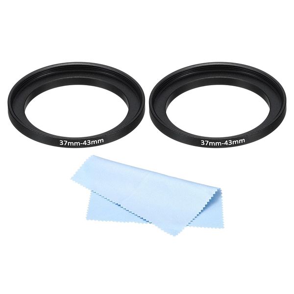 PATIKIL 62mm-52mm Metal Step Down Ring with Cleaning Cloth, 2 Pack Camera Lens Filter Adapter Ring Aluminum Filter Adapter Ring for Camera Lenses Hood, Black