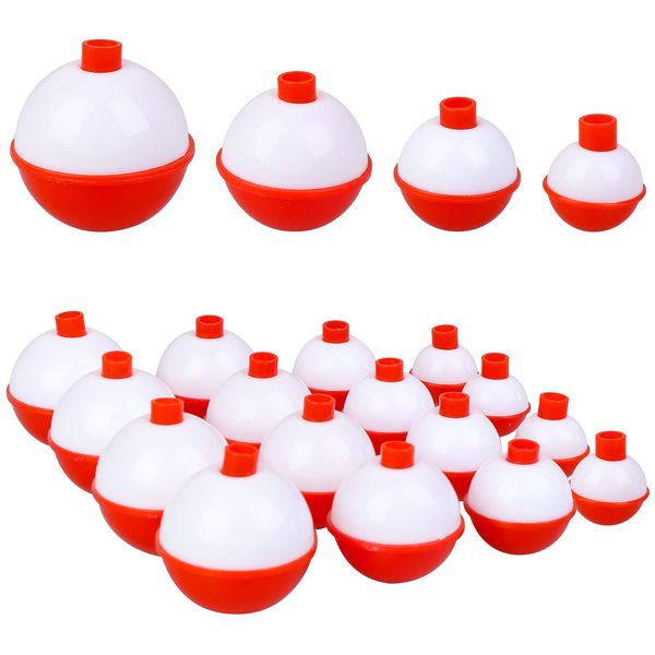 16Pcs Fishing Bobbers, 4 Size Snap Hard ABS Fishing Float Red and White Fishing Bobbers for Fishing Buoy Tackle Accessories 2.5/3/3.5/4cm