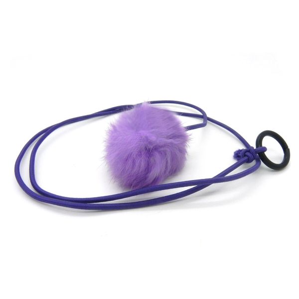 Kats'N Us Bouncy Ball Rabbit Fur String Cat Toy Purple