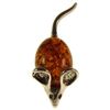 Baltic amber and sterling silver 925 cognac mouse brooch pin