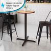 30'' x 30'' Restaurant Table X-Base with 3'' Dia. Bar Height Column