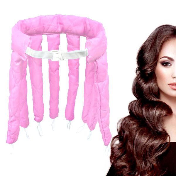 WUBAYI Heatless Curling Rod - Soft No Heat Hair Curlers for Overnight - Hair rollers with satin bag(pink)