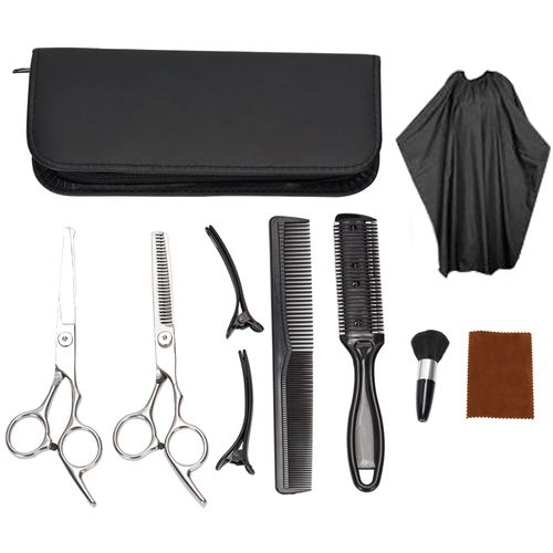 FLYAMAPIRIT Kids Hair Scissors Set Hair Cutting Set Including Thinning Scissors, Modelling Scissors, Thinning Cutting Comb, Hairdressing Comb, Hairdressing Cape for Kids Home and Salon