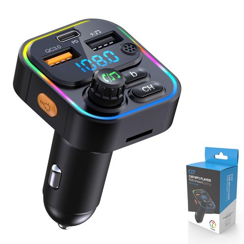 EAHOSUCC Bluetooth FM Transmitter,2.5W PD Fast Charger USB C Car Adapter， AUX Wireless FM Radio Transmitter, Hands-Free Calling，Audio Receiver for Car