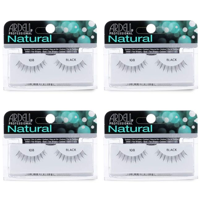 Ardell Natural Lashes False Eyelashes 108 Black (4 pack)