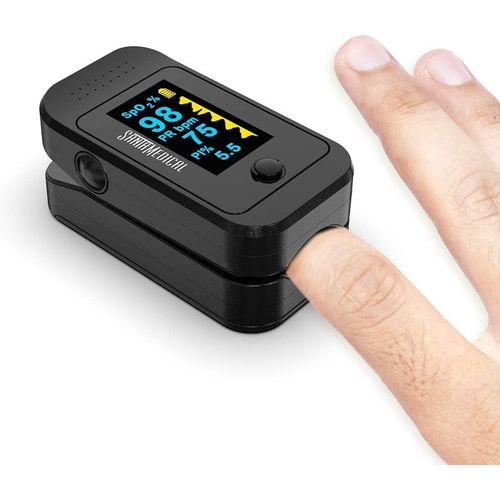 Santamedical Dual Color OLED Pulse Oximeter Fingertip, Blood Oxygen Saturation Monitor (SpO2) with Case, Batteries and Lanyard