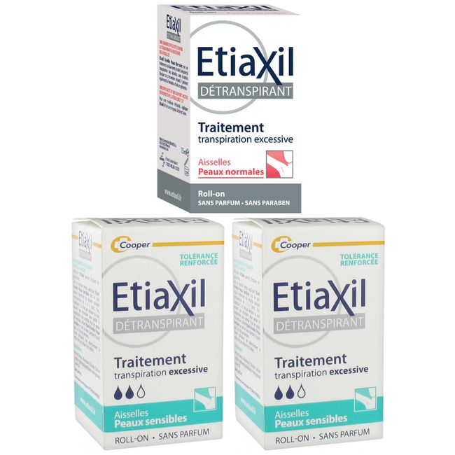 ETIAXIL Perspirex French version Detranspiran Set of 2 for sensitive skin and 1 for normal skin Antiperspirant Armpit sweat Deodorant [Directly from France] Overseas mail order