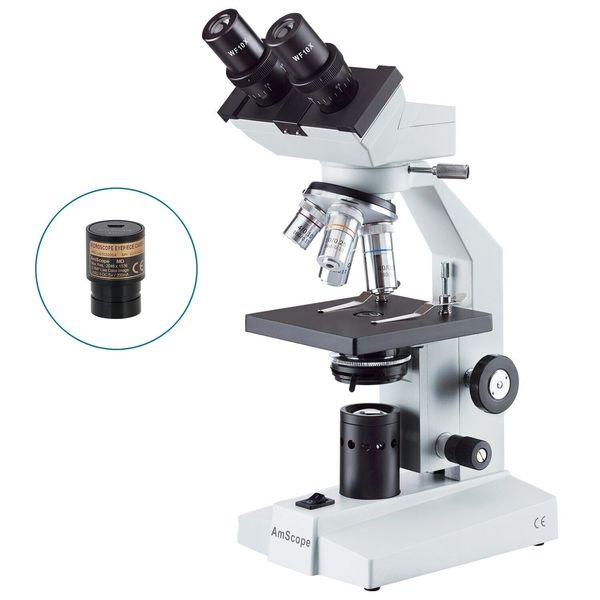 AmScope 40X-1000X Binocular Compound LED Microscope + Digital Eyepiece Camera