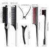 16 Pcs Slick Back Hair Brush Comb Sets, Pink & Black Back Combing Brushes Edge Brush Sets Teasing Brush Hair Brush Styling Comb for Women Girls