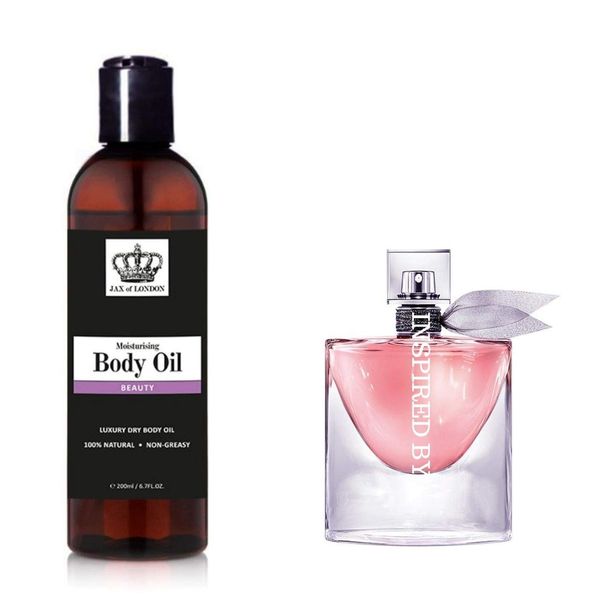 Jax of London 200ml Beauty Body Oil, Women’s Inspired Body Oil, Moisturising Massage Oil for Skin, Body Oil for Dry Skin, Suitable for Massage, Firming, Stretch Marks, Aromatherapy, and Relaxation