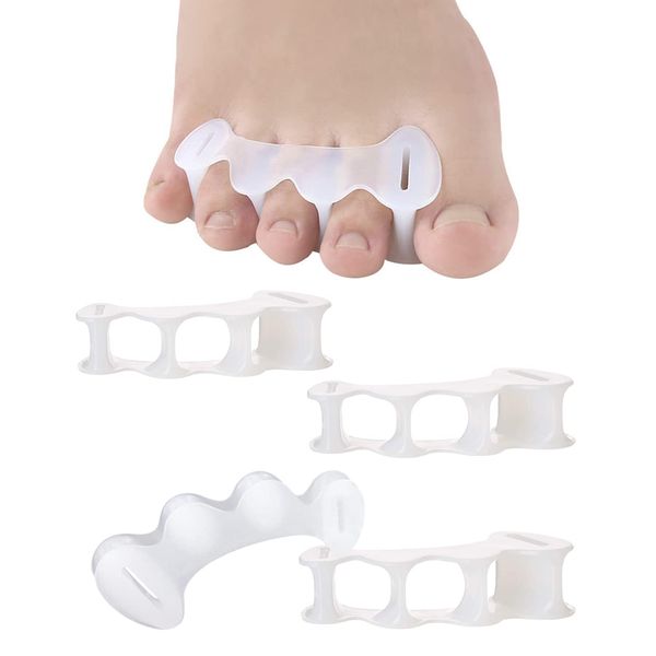 2Pairs Toe Separators Toe Spacers for Women Men to Correct Bunion, Relieve Feet Pain, Foot Alignment, Toe Straighteners for Hammertoes, Plantar Fasciitis (M, Women Shoe Size 9-12.5, Men: 7-11)