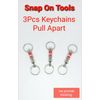 3Pcs Snap on tools Keychains Pull apart Key Chain pullapart Rings both ends NEW!