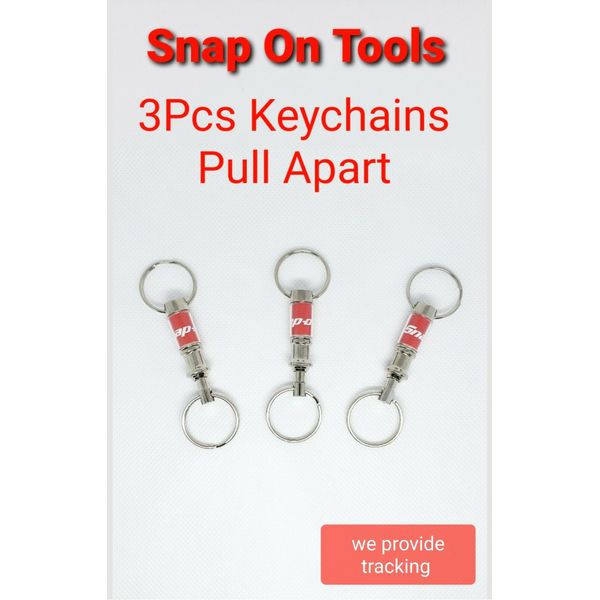 3Pcs Snap on tools Keychains Pull apart Key Chain pullapart Rings both ends NEW!