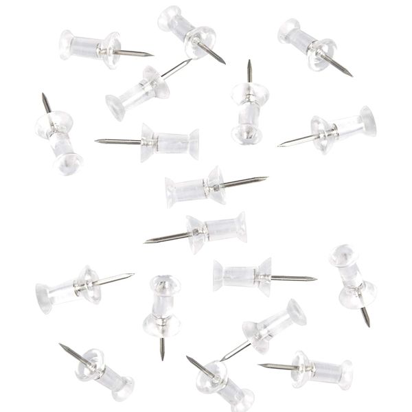 100-Pack Push Pins Tacks, Clear Plastic Head, Steel Point,Thumb Tacks for Wall Corkboard Map Calendar Photo -Home Office Craft Projects Heavy Duty Head Pin