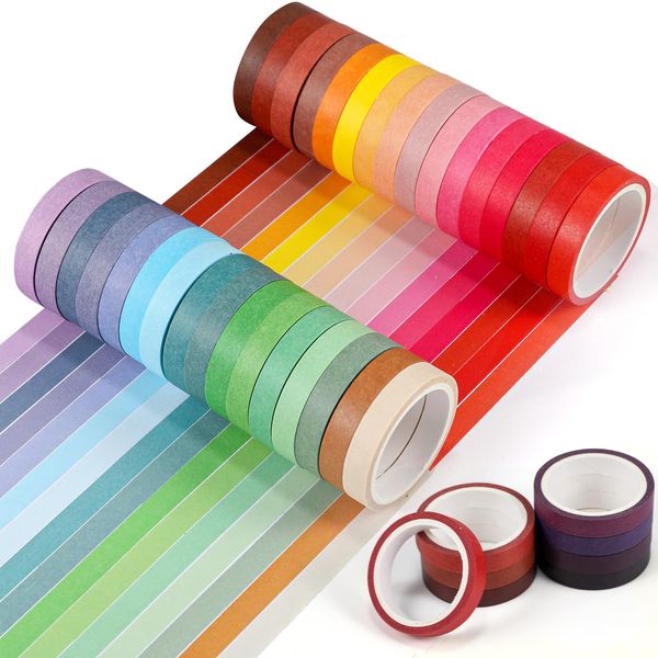 moinkerin 40 Stücke Washi Tape Masking Tape Klebeband Bunt Washi Tape Set für Kunsthandwerk, Beschriftung, Scrapbooking-Zubehör, Geschenke