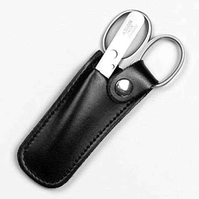 Solingen (Germany) AXiON<br> 2-piece set eyebrow scissors + precision tweezers (in German-made genuine leather case) #slg008037<br>