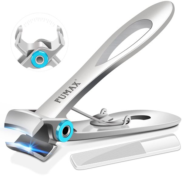 FUMAX Toenail Clippers for Seniors Thick Toenails, Heavy Duty Nail Clippers 15mm Wide Jaw Opening, Large Toe Nail Clippers with Nail File for Thick Nails Long Handle for Men, Seniors