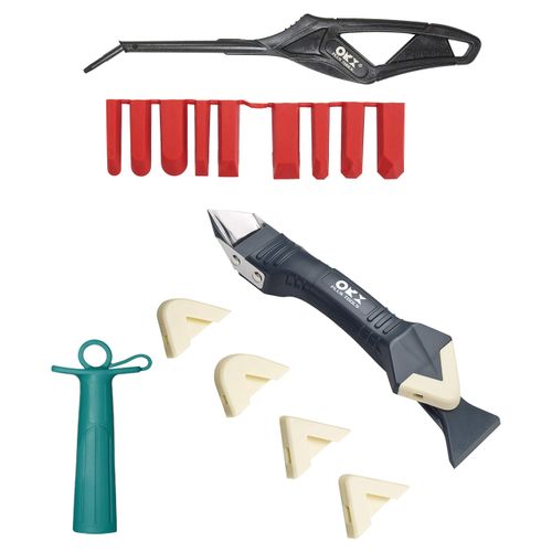 ORXPLUS TOOLS 3 in 1 Silicone Caulking Tools, 9 Size Pads Caulking Finishing Tool Set, Caulk Saver Cap, 5 Size Pads, Great Tools for Kitchen Bathroom Window, Sink Joint
